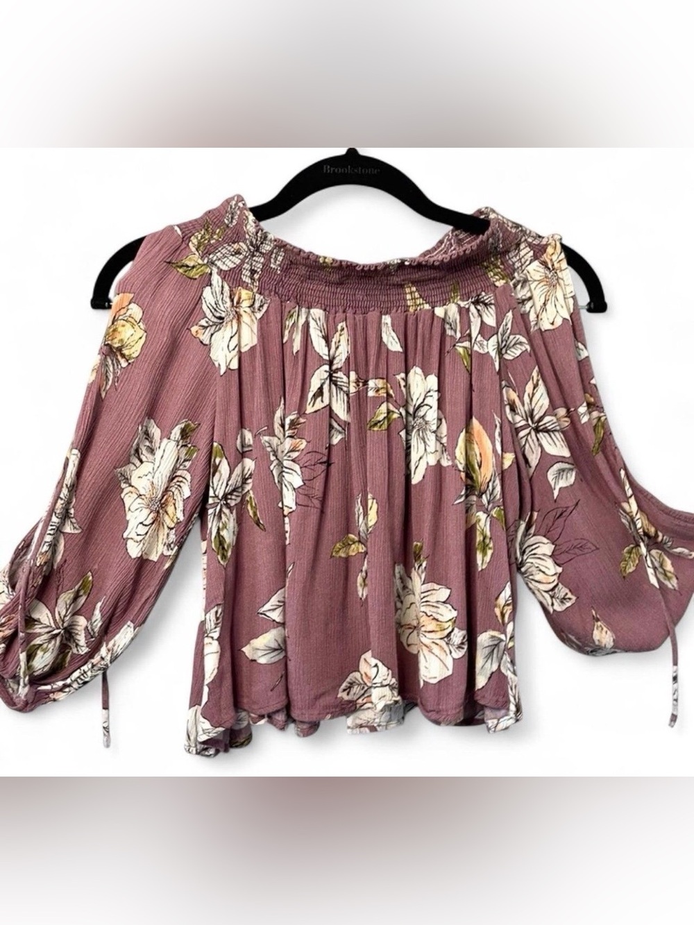 ASTR Purple off the shoulder Floral boho Blouse